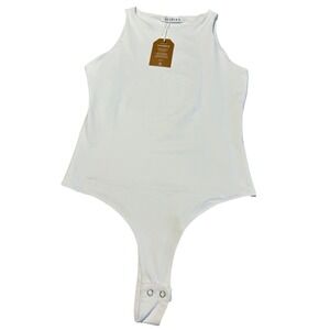 REORIA Womens Sleeveless Crew Neck Bodysuit White Size S NWT